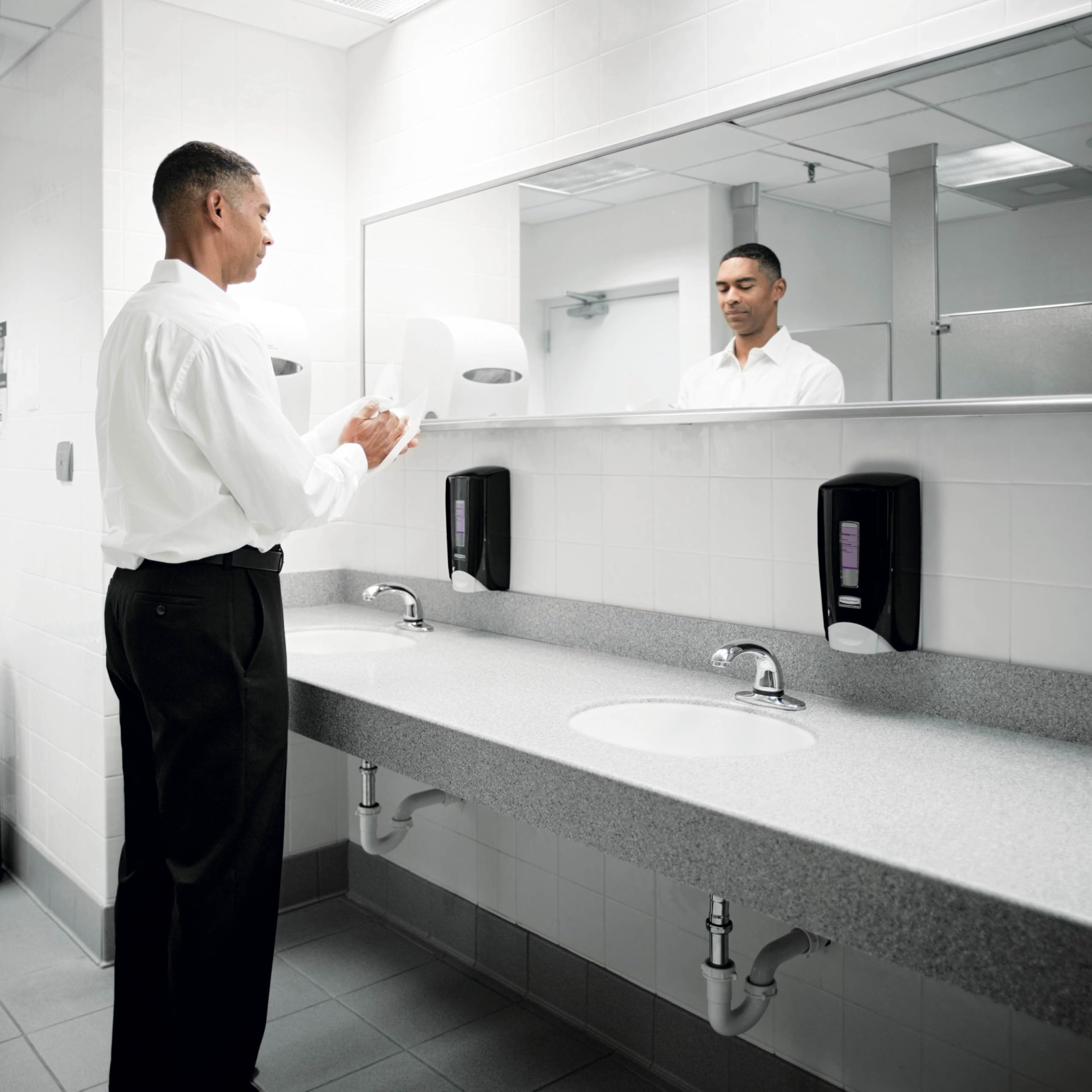 Rubbermaid Commercial Flex Wall-Mounted Manual Skin Care Dispenser, Black, 1000- to 1300 mL - Image 3