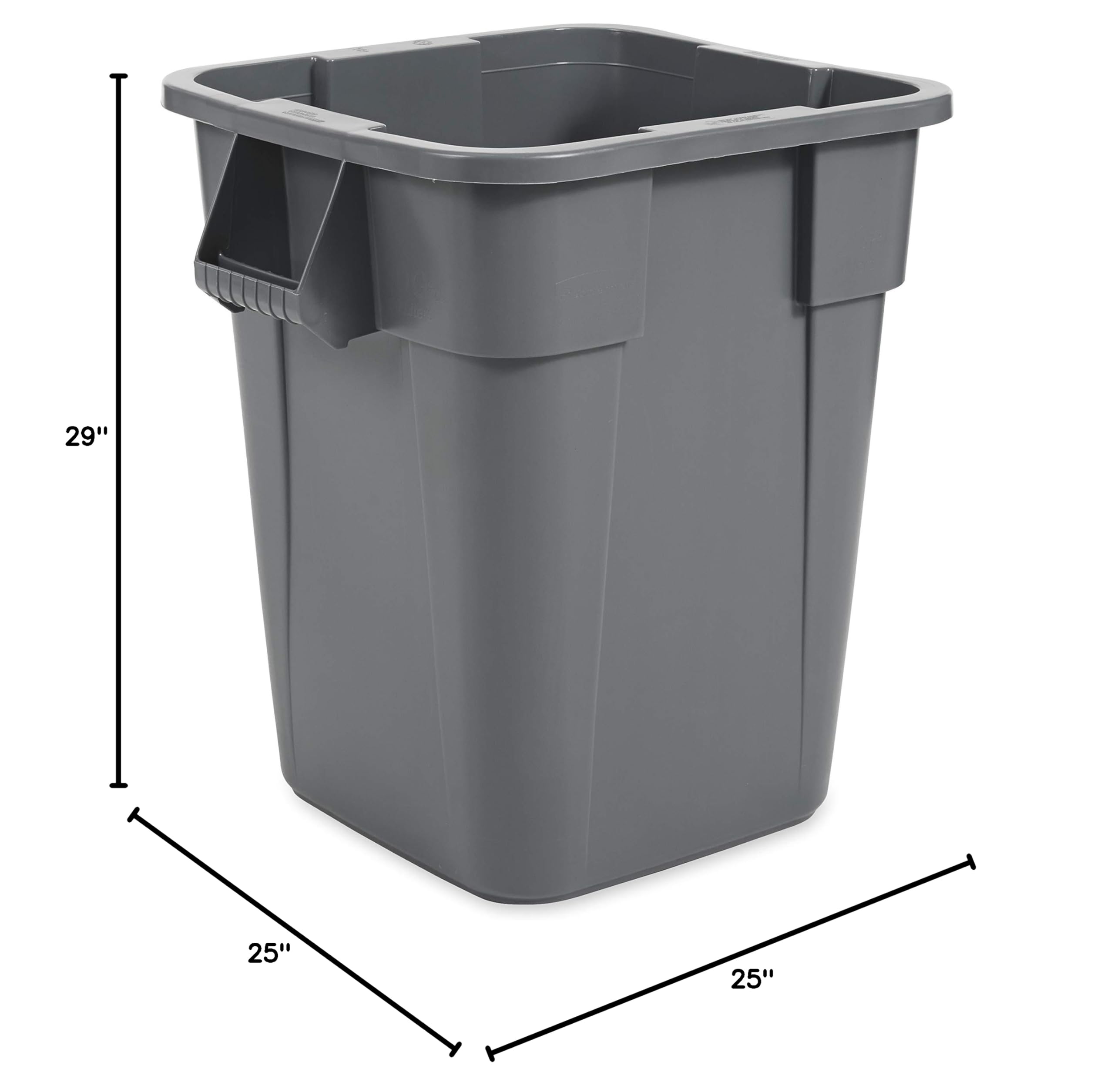 Rubbermaid Commercial LLDPE Square Brute 40-Gallon Trash Can without Lid, Gray, for Restaurants/Garages/Offices/Mailrooms/Classrooms - Image 6