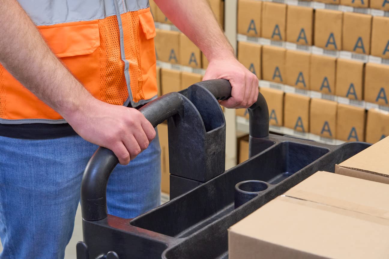 Rubbermaid Commercial Products 2-Shelf Utility/Service Cart, Medium, Black, Lipped Shelves, Ergonomic Handle, 500 Lbs Capacity, forfor Warehouse/Garage/Cleaning/Manufacturing - Image 15