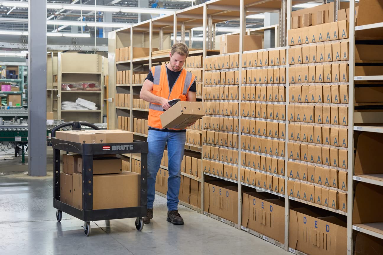 Rubbermaid Commercial Products 2-Shelf Utility/Service Cart, Medium, Black, Lipped Shelves, Ergonomic Handle, 500 Lbs Capacity, forfor Warehouse/Garage/Cleaning/Manufacturing - Image 16