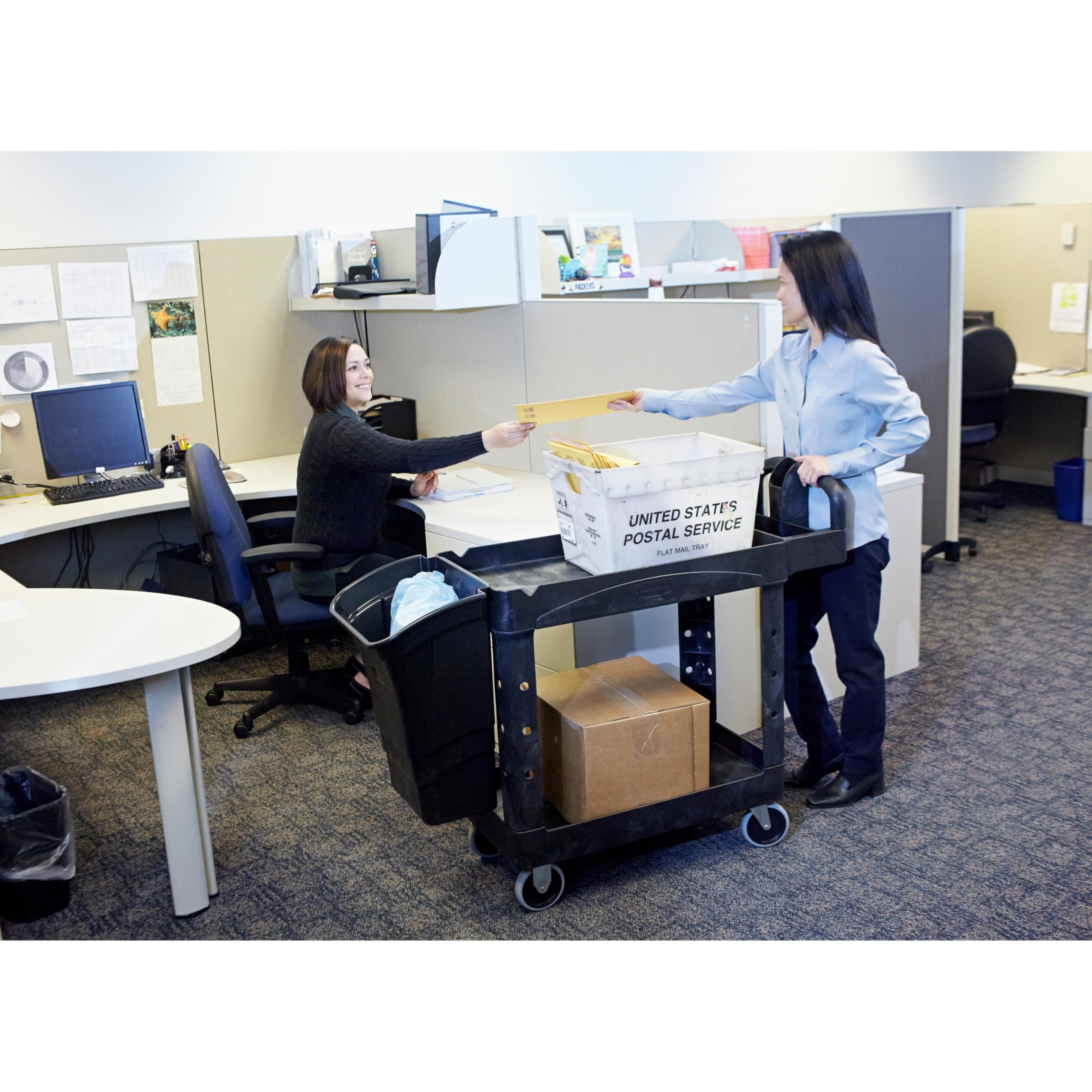 Rubbermaid Commercial Products 2-Shelf Utility/Service Cart, Medium, Black, Lipped Shelves, Ergonomic Handle, 500 Lbs Capacity, forfor Warehouse/Garage/Cleaning/Manufacturing - Image 17