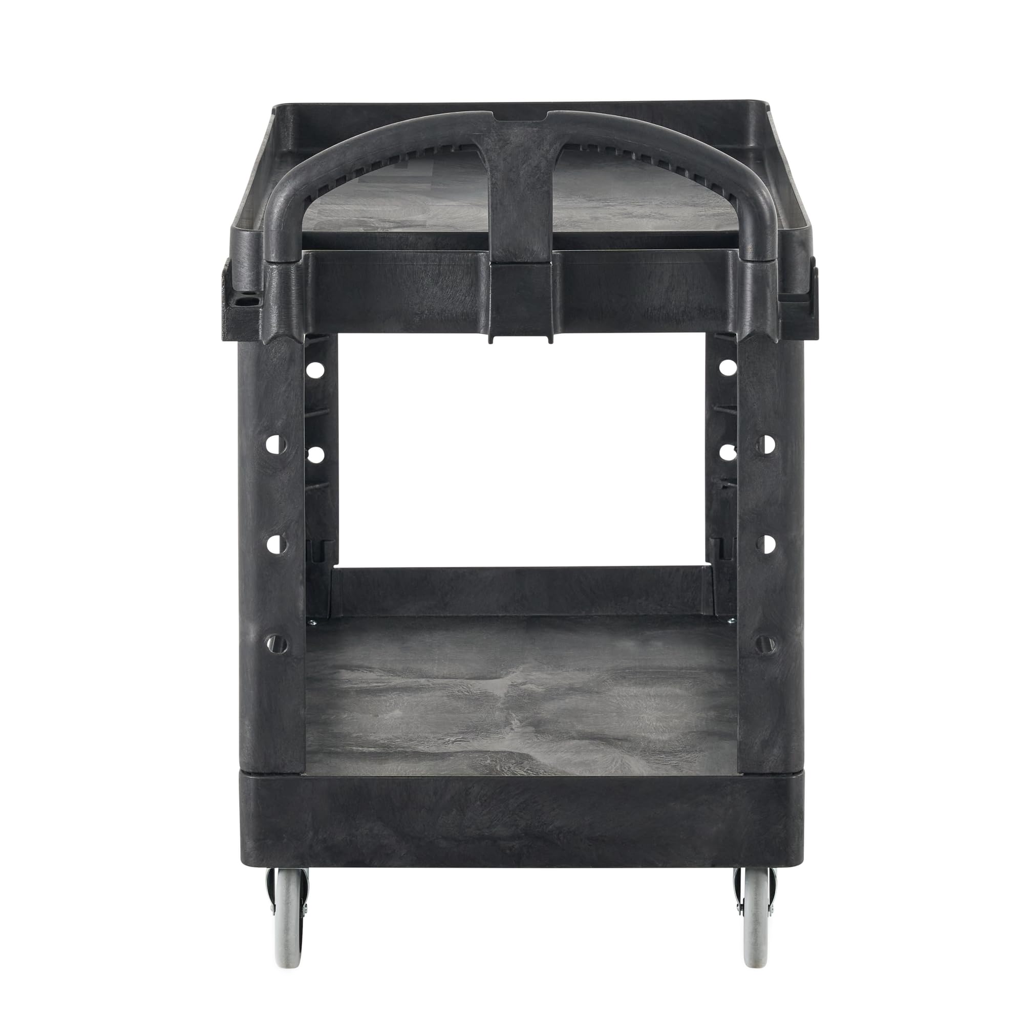 Rubbermaid Commercial Products 2-Shelf Utility/Service Cart, Medium, Black, Lipped Shelves, Ergonomic Handle, 500 Lbs Capacity, forfor Warehouse/Garage/Cleaning/Manufacturing - Image 4