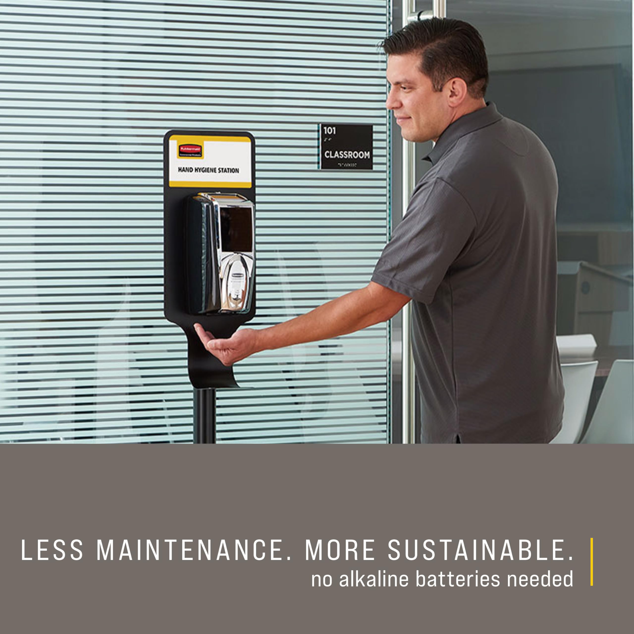 Rubbermaid Commercial Products AutoFoam LumeCel Hand Soap & Sanitizer Dispenser, Black/Chrome, Battery Free, Powered by Indoor Light, Touchless, Wall Mount, for Restrooms in Offices/Hotels - Image 3