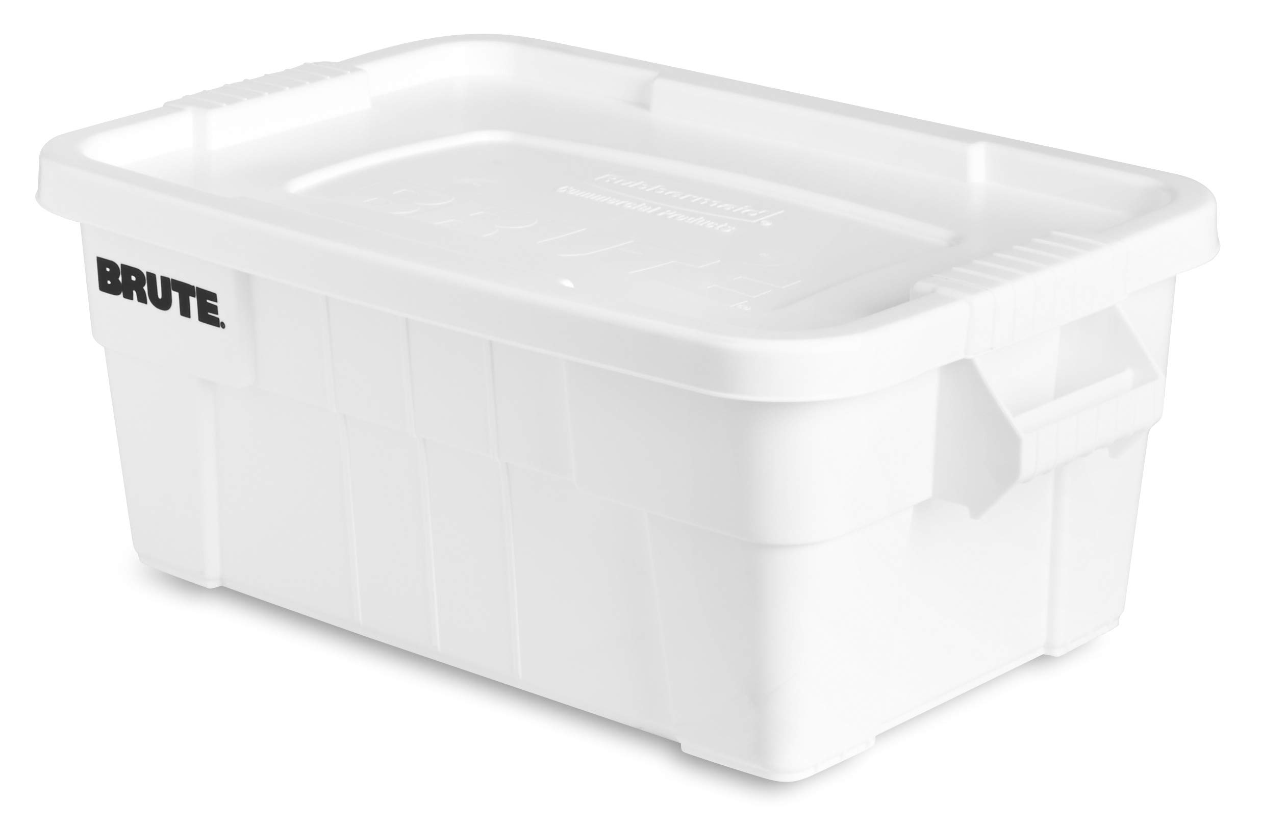Rubbermaid Commercial Products BRUTE Tote Storage Bin with Lid, 14-Gallon, White, Rugged/Reusable Boxes for Moving/Camping/Garage/Basement Storage, Pack of 6 - Image 3