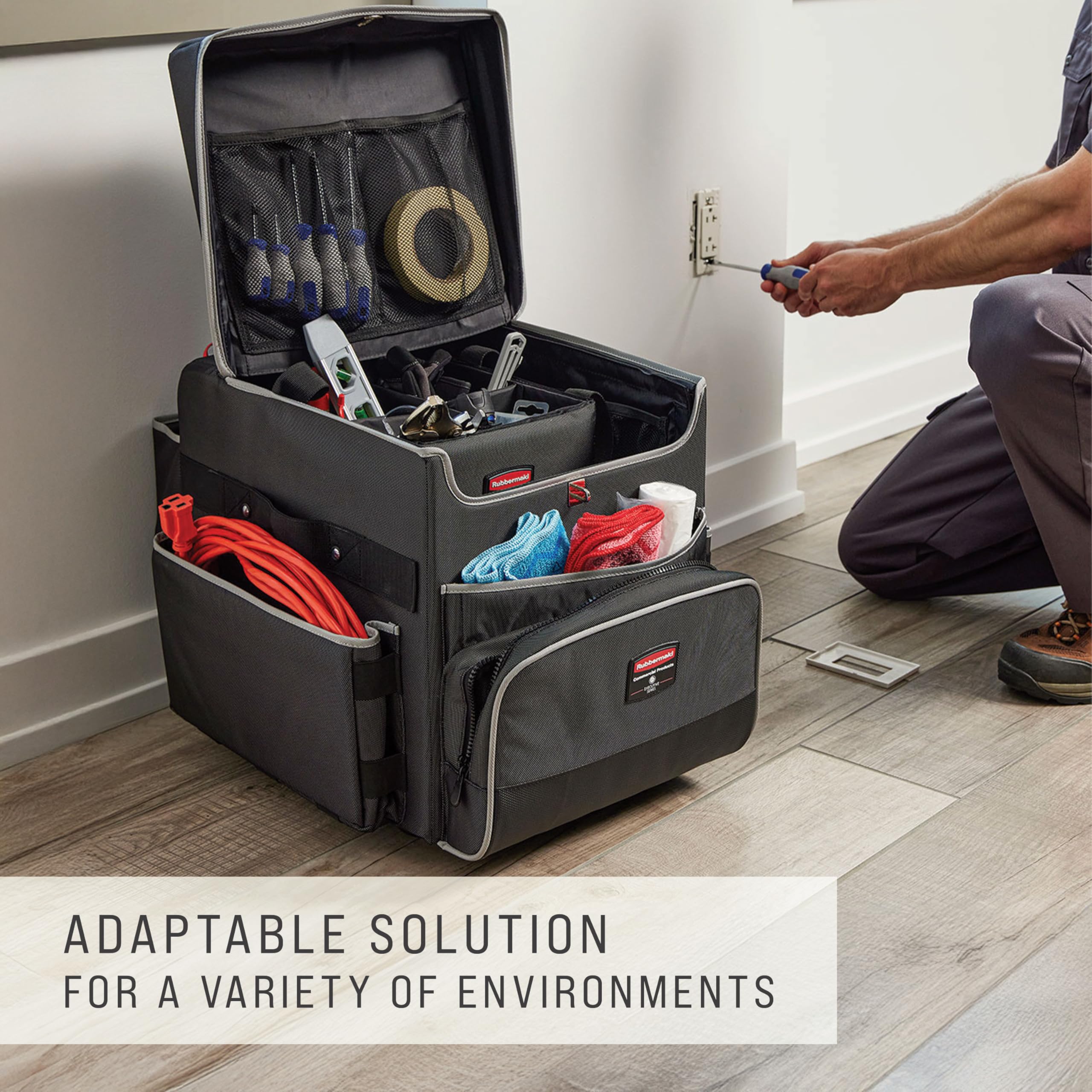 Rubbermaid Commercial Products Executive Quick Carts, Mobile/Travel Office Cart, Large, Dark Gray, for Housekeeper/Sales Rep/Medical Professionals/Home Healthcare/Teachers - Image 5