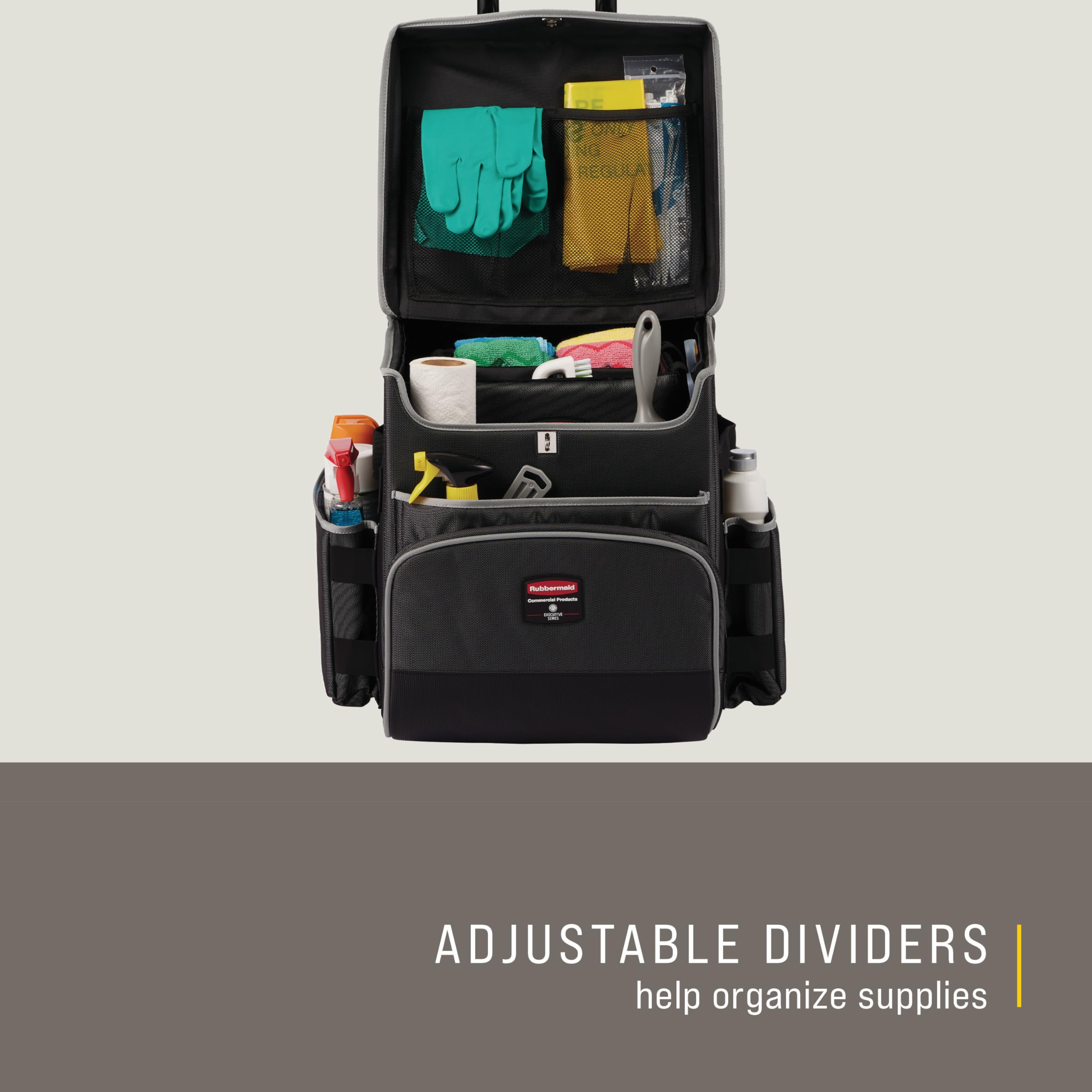 Rubbermaid Commercial Products Executive Quick Carts, Mobile/Travel Office Cart, Large, Dark Gray, for Housekeeper/Sales Rep/Medical Professionals/Home Healthcare/Teachers - Image 8