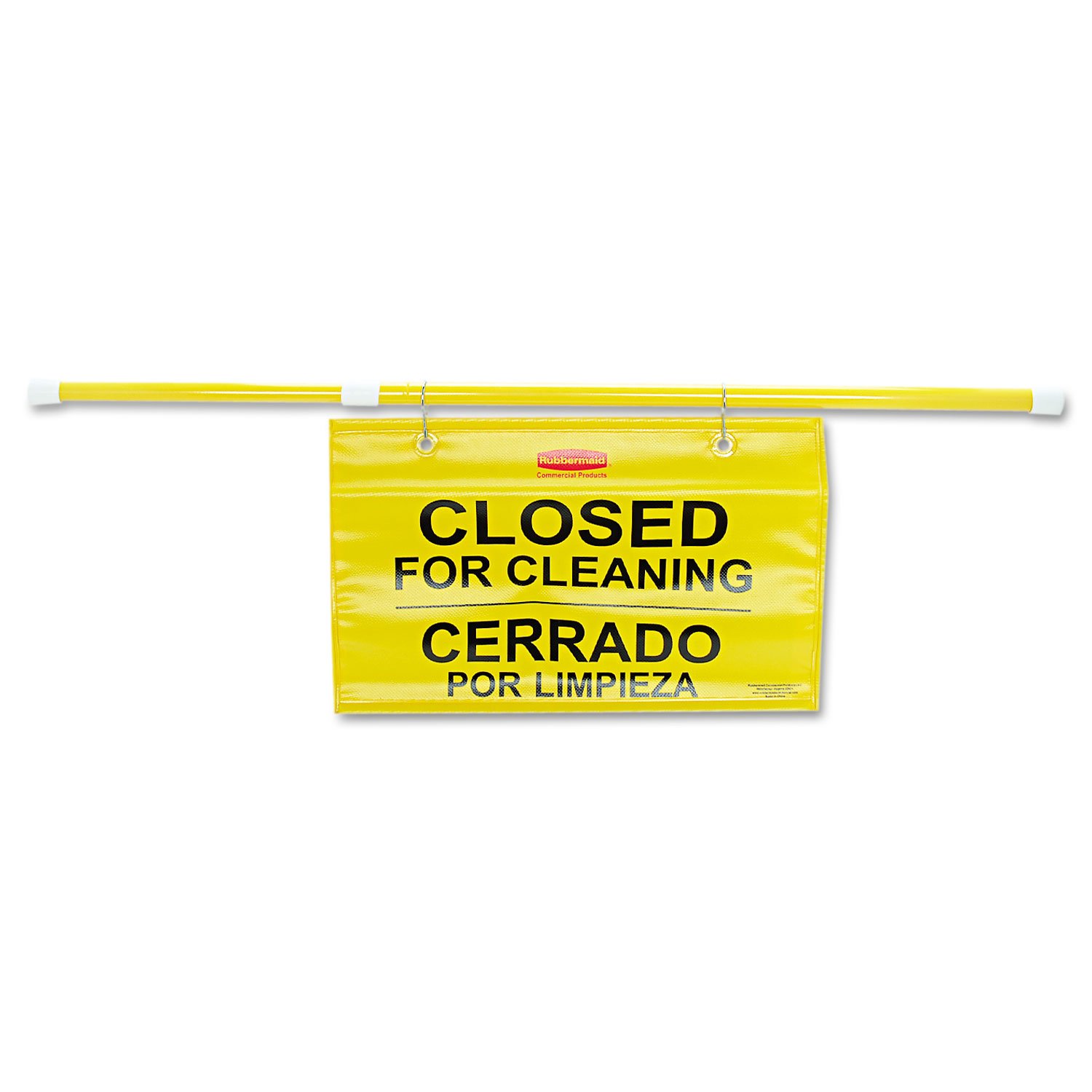 Rubbermaid Commercial Products Heavy Duty Extend-to-Fit, Multilingual "Closed For Cleaning" Hanging Doorway Safety Sign, Yellow, for Office/Restroom/Restaurant/School/Hospital/Hotel - Image 4
