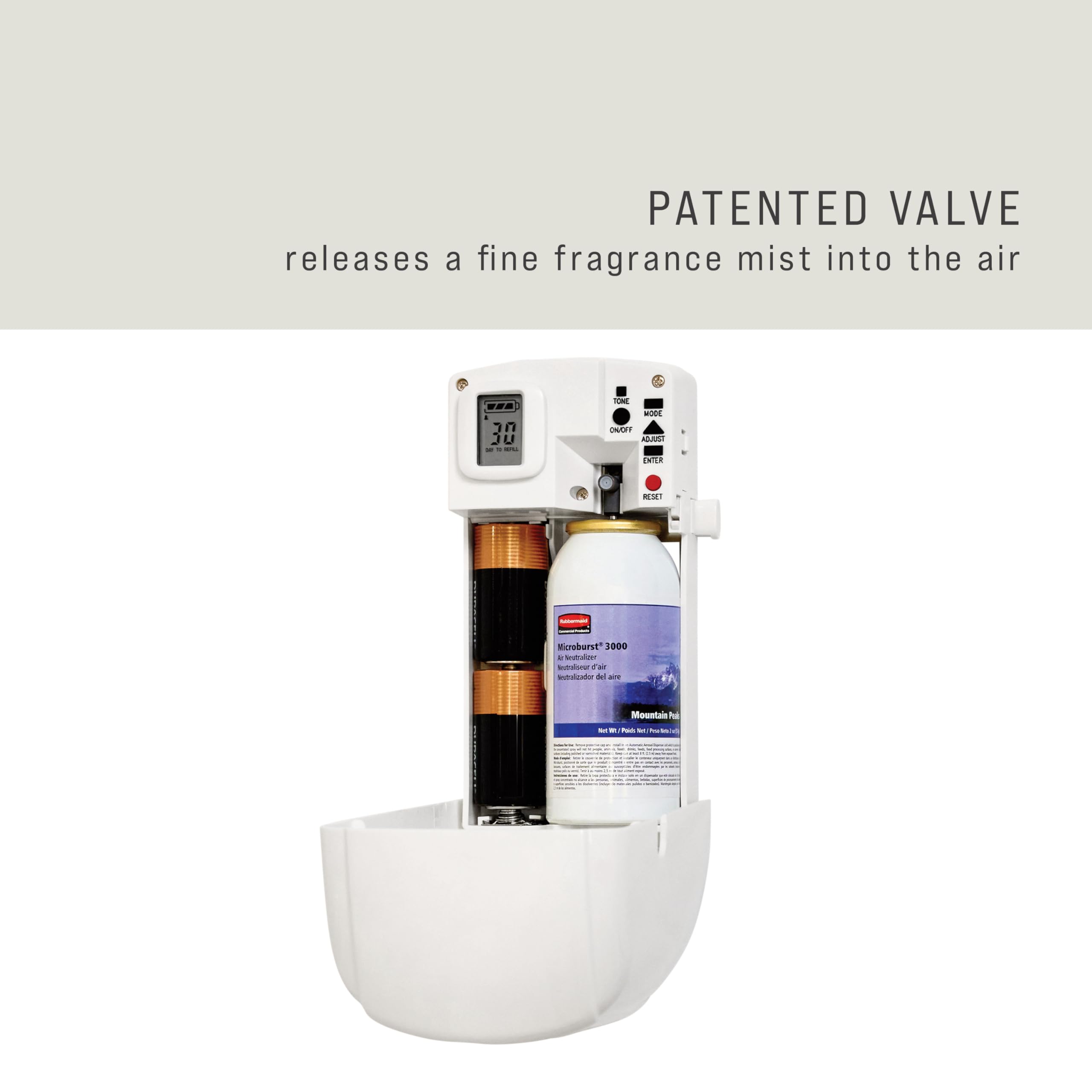 Rubbermaid Commercial Products Microburst Automated Odor-Controlling Aerosol Air Care System, MB9000 Dispenser, Chrome, for Restaurants/Hotels/Schools/Airports/Offices - Image 6