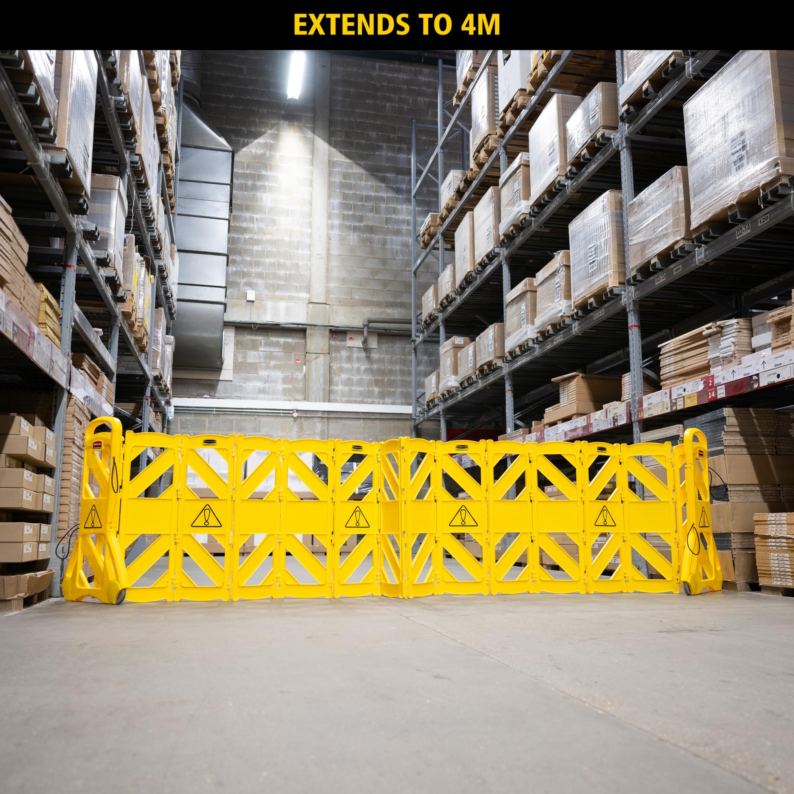 Rubbermaid Commercial Products Mobile Plastic Safety Sign/Barrier 13 Feet Yellow for Spills/Maintenance/Construction - Image 6