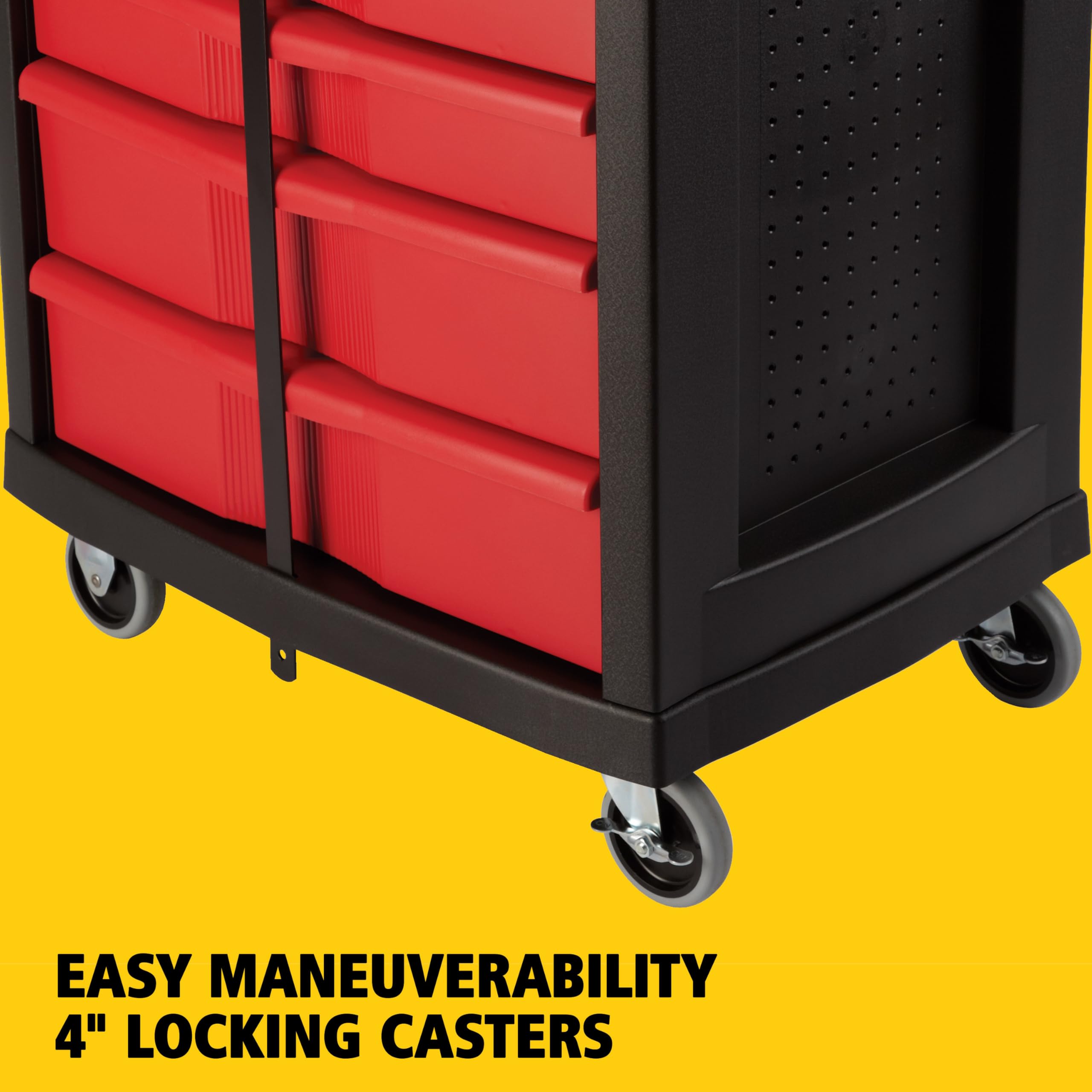 Rubbermaid Commercial Products Mobile Tool Work Center, 5 Drawers, 250 lb. Capacity, Black, for Warehouse/Garage/Cleaning/Maintenance - Image 4
