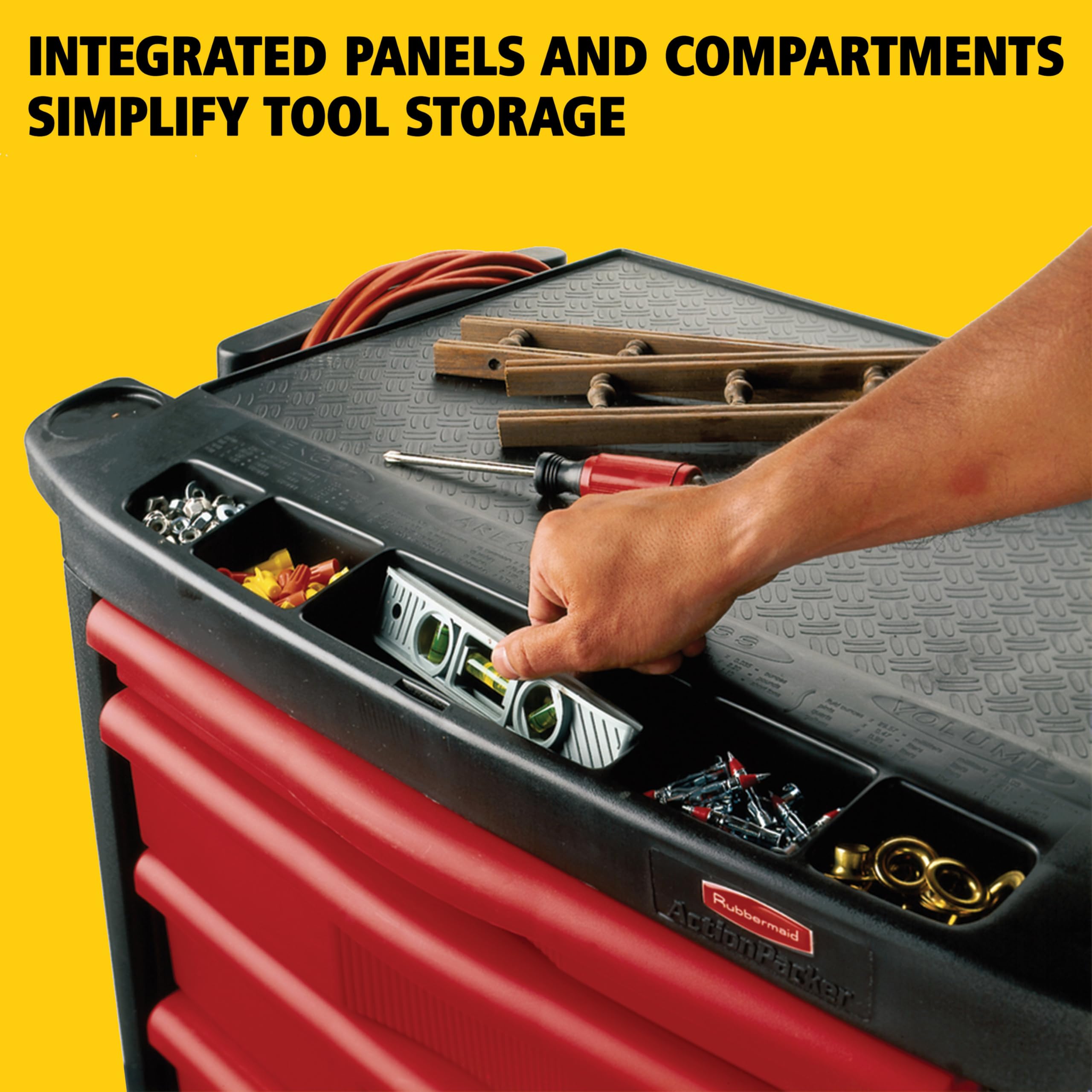 Rubbermaid Commercial Products Mobile Tool Work Center, 5 Drawers, 250 lb. Capacity, Black, for Warehouse/Garage/Cleaning/Maintenance - Image 6