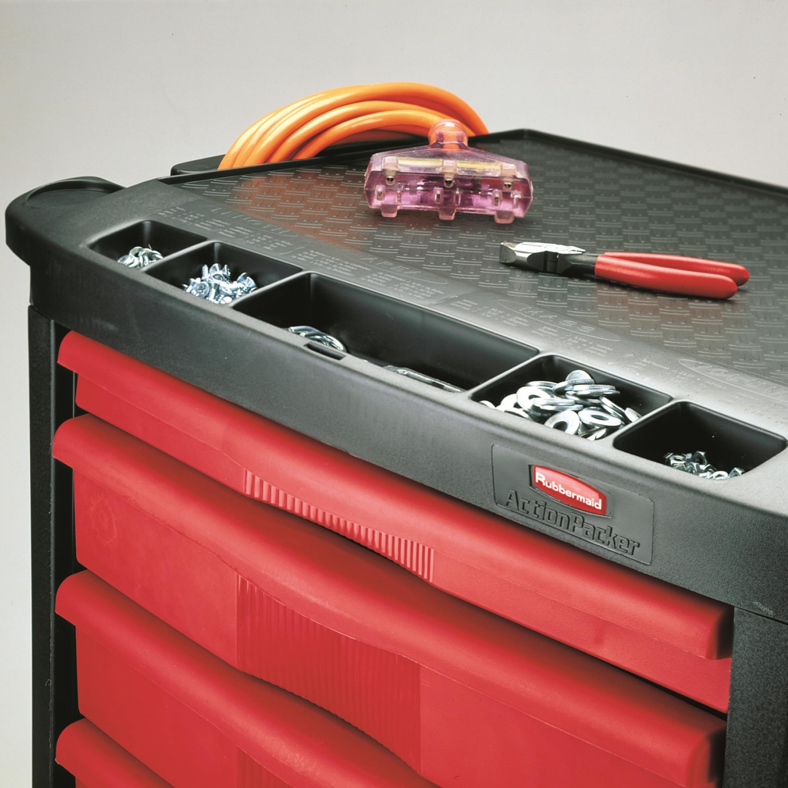 Rubbermaid Commercial Products Mobile Tool Work Center, 5 Drawers, 250 lb. Capacity, Black, for Warehouse/Garage/Cleaning/Maintenance - Image 7