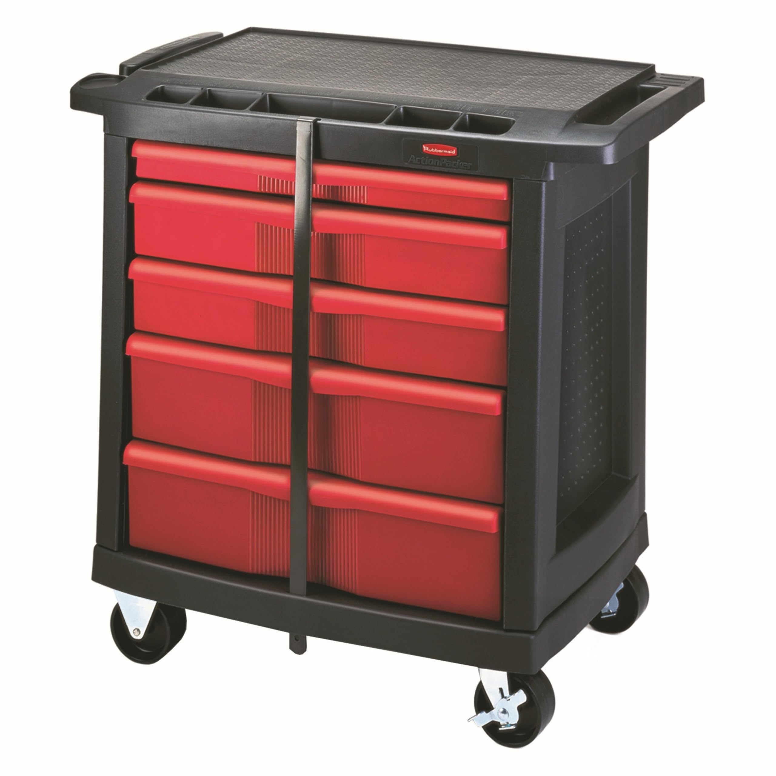Rubbermaid Commercial Products Mobile Tool Work Center, 5 Drawers, 250 lb. Capacity, Black, for Warehouse/Garage/Cleaning/Maintenance - Image 9