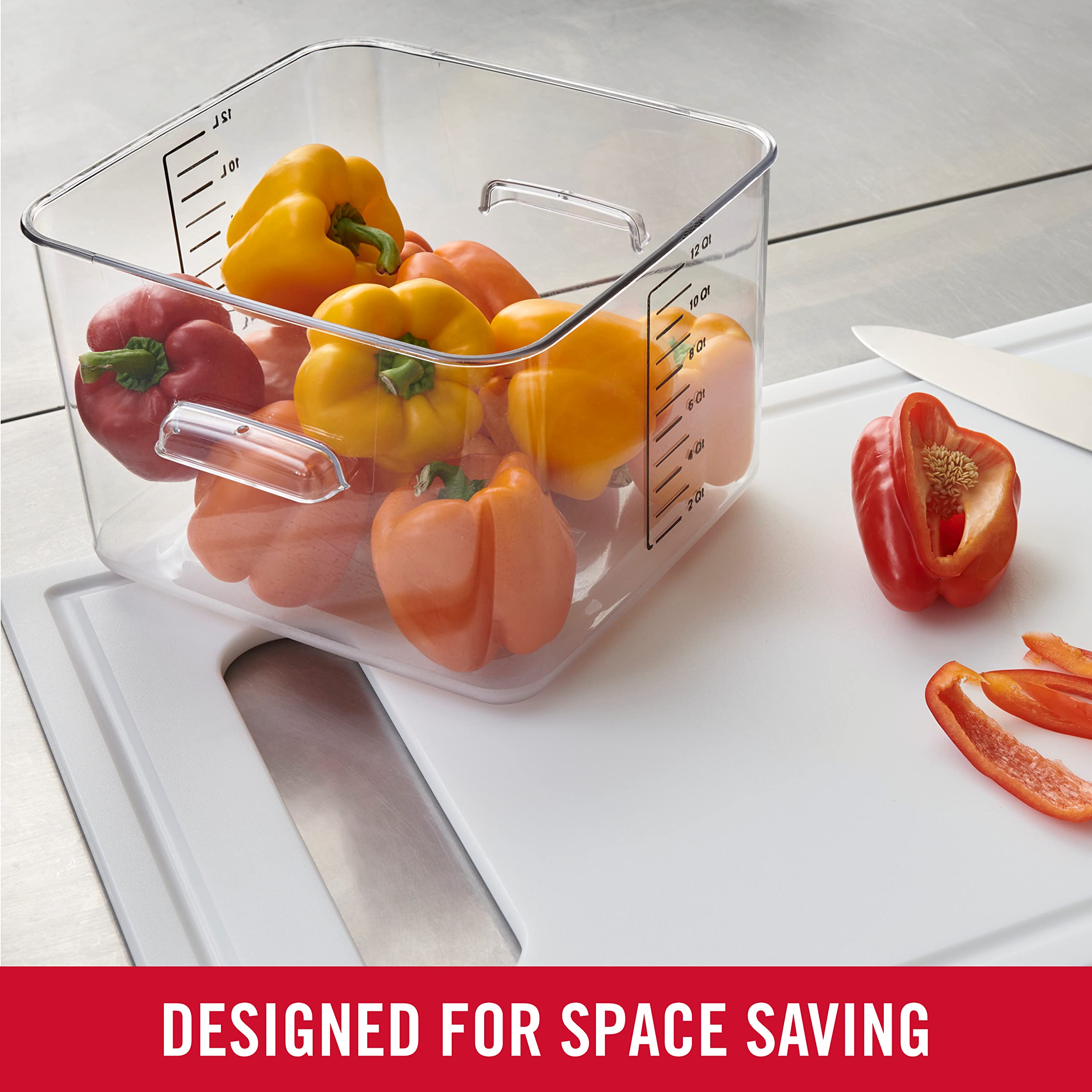 Rubbermaid Commercial Products Space Saving Square Food Storage Container 12 Quart Clear for Kitchen/Sous Vide/Meal Prep - Image 3