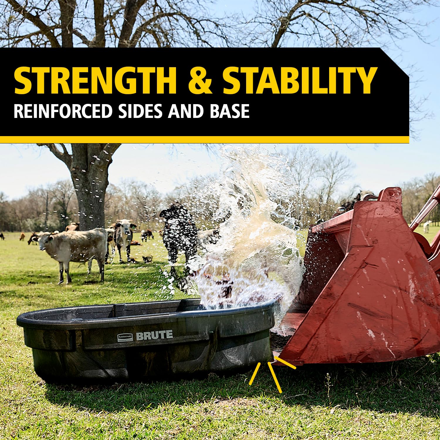 Rubbermaid Commercial Products Stock Tank, 50-Gallons, Structural Foam, Heavy Duty Container, for Livestock/Animal/Cattle Feed & Water, Outdoor Homemade Pool/Hot Tub/Bathtub, & Pet Cleaning/Dog Wash - Image 5