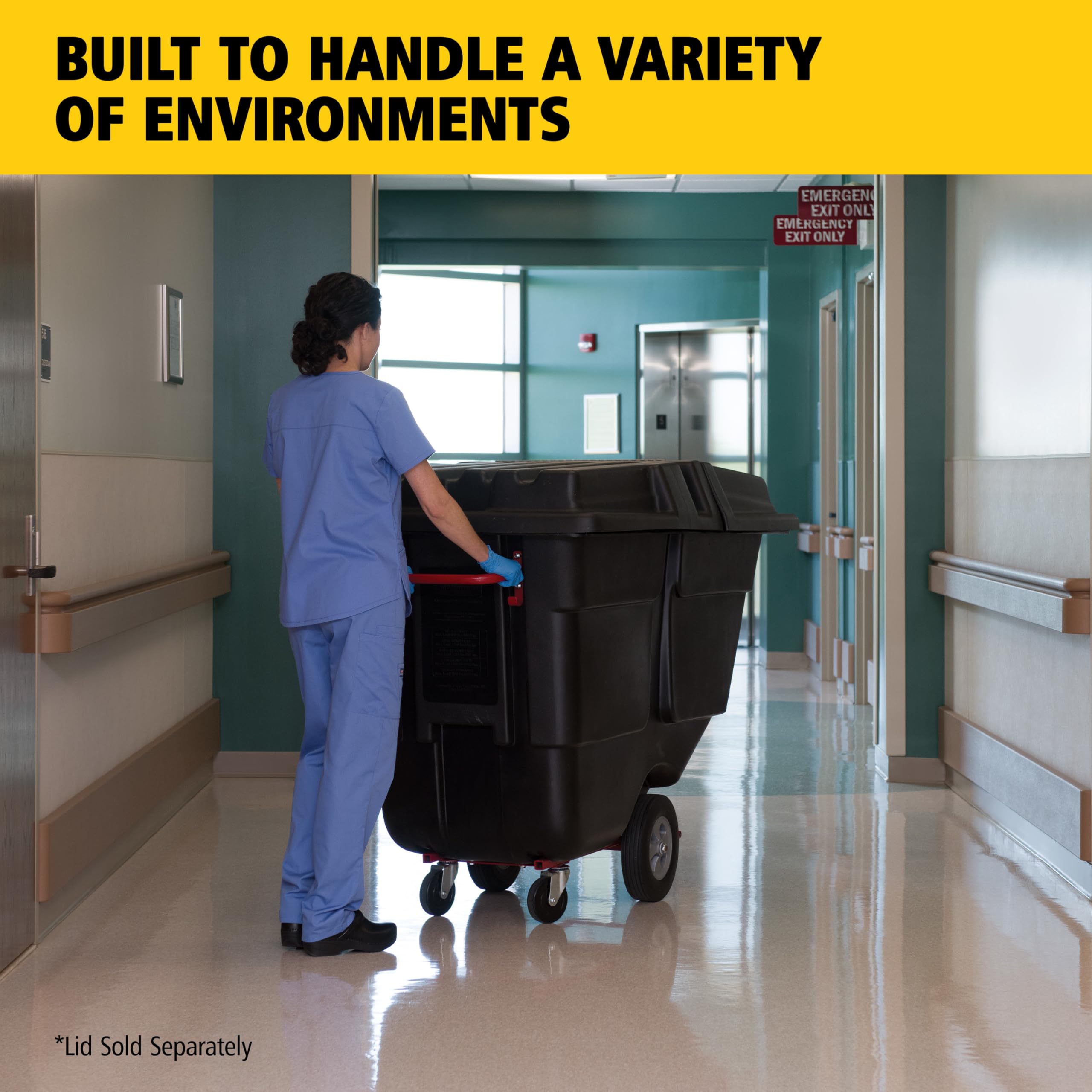 Rubbermaid Commercial Products Tilt Dump Truck/Trash Cart/Garbage Collection/Recycling, 1/2 Cubic Yard, Waste Collection, 1250 lbs capacity, Black, for Office/Warehouse/Facility Management - Image 5