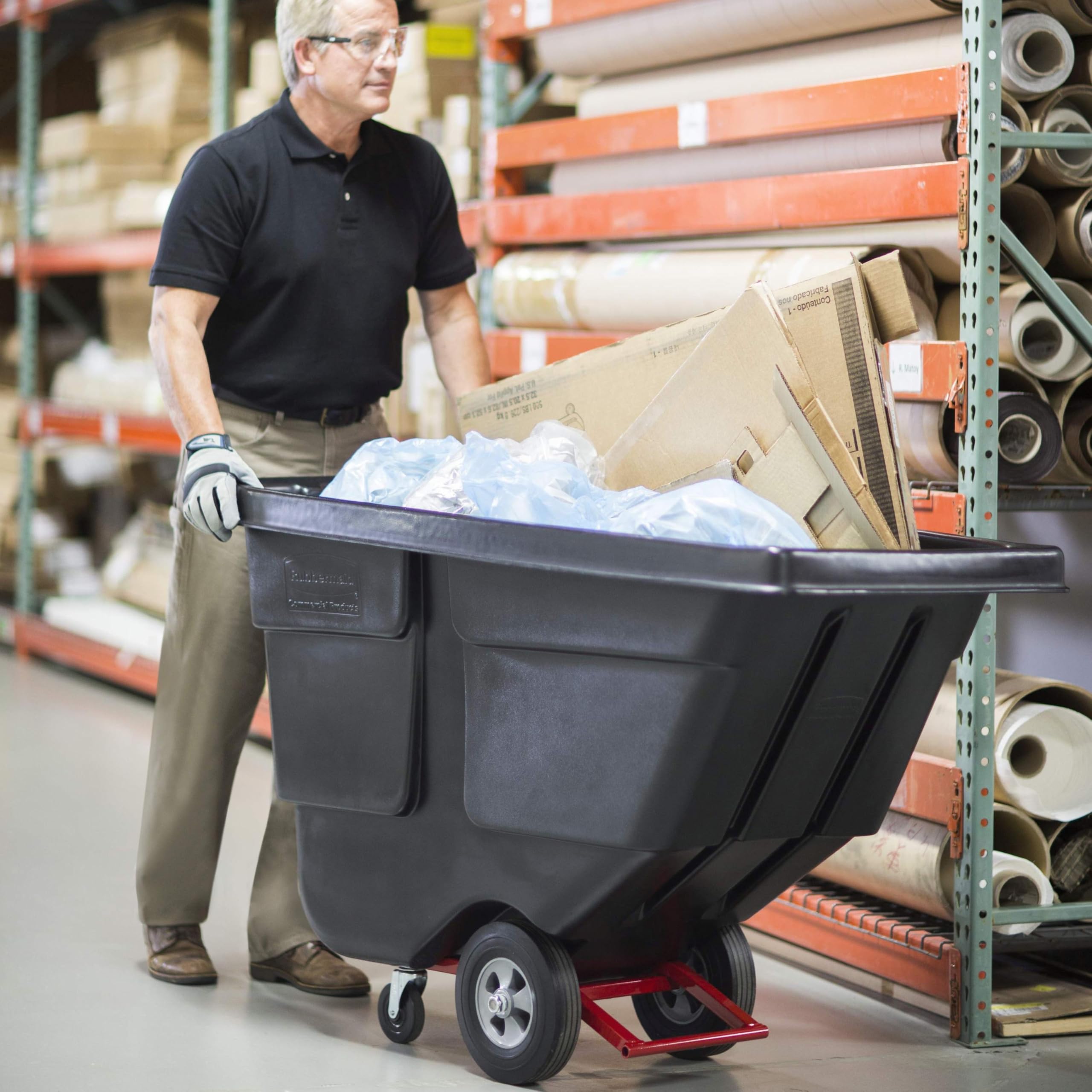 Rubbermaid Commercial Products Tilt Dump Truck/Trash Cart/Garbage Collection/Recycling, 1/2 Cubic Yard, Waste Collection, 1250 lbs capacity, Black, for Office/Warehouse/Facility Management - Image 8