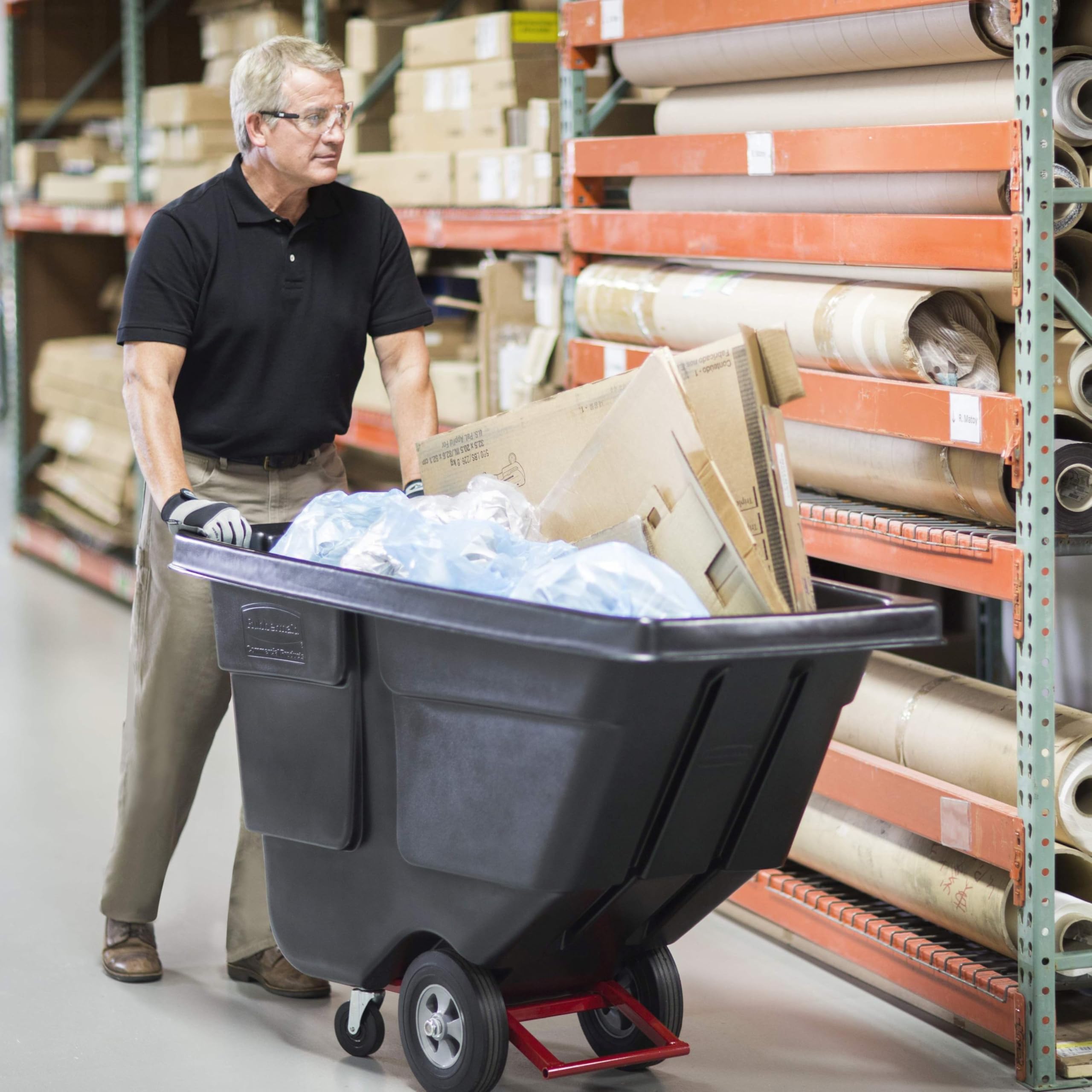 Rubbermaid Commercial Products Tilt Dump Truck/Trash Cart/Garbage Collection/Recycling, 1/2 Cubic Yard, Waste Collection, 1250 lbs capacity, Black, for Office/Warehouse/Facility Management - Image 9